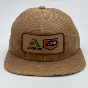 Vintage K-Products Asgrow O's Gold‎ Snapback Corduroy Hat USA Made